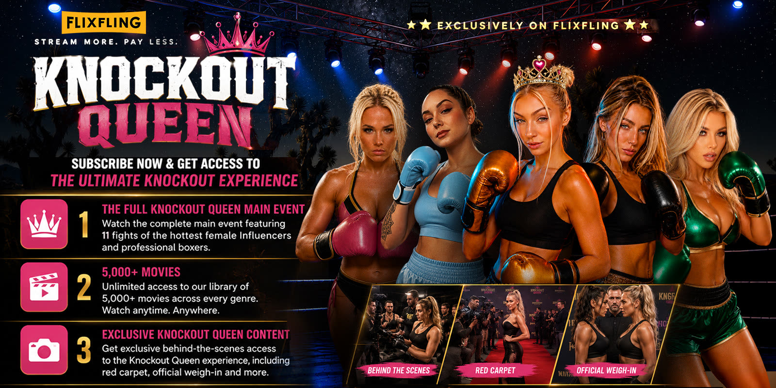 Exclusively on FlixFling. Knockout Queen. Subscribe now and get access to the Ultimate Knockout Experience!